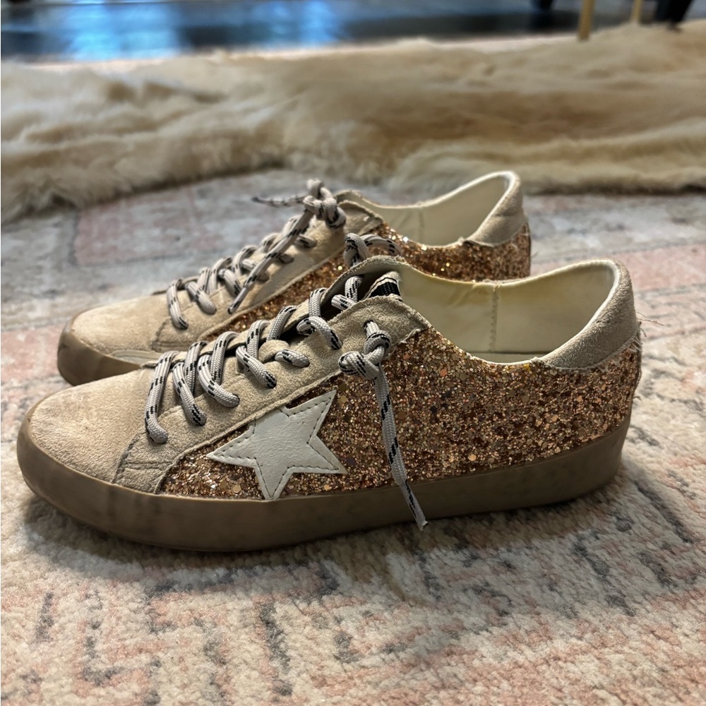 ShuShop Gold Glitter Star Sneakers